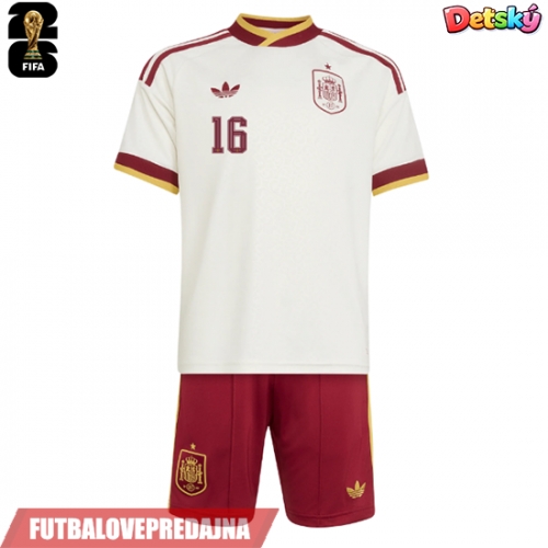 Lacne Dětský Futbalové dres Španielsko Rodri Hernandez #16 MS 2026 Krátky Rukáv - Preč (+ trenírky)